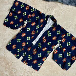 Vintage Japanese Haori Jacket – Bold Geometric Ikat Pattern – Unisex